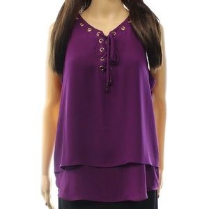 INC Purple Paradise Chiffon Tank NWT